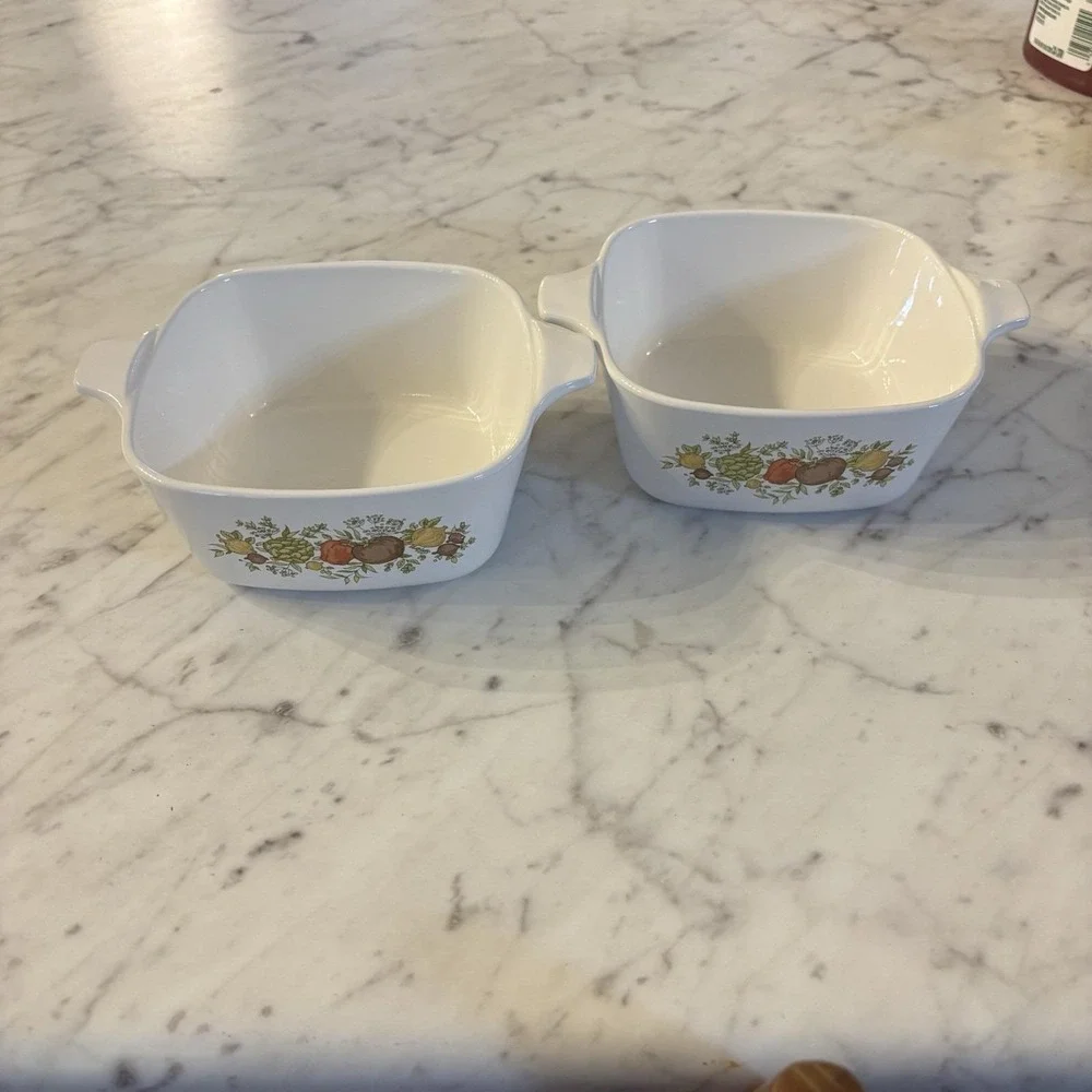 2 Corning Ware Spice Of Life Small Casserole Dishes 2 3/4 Cup P-43-B No Lids VTG
